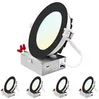 Luxrite 6 Inch Black LED Recessed Light 5CCT 2700K-5000K 1800LM Dimmable 4-Pack