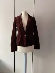 Anthropologie Tailored Velvet Blazer Size UK 8 Wine