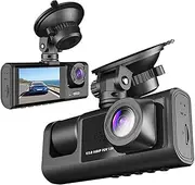 3 Channel DashCam 1080P FHD Car Camera, Front Rear Inside 3-Lens Car DVR Recorder, Equipped 2" IPS Screen Vehicle Camera(3lens with no Card)