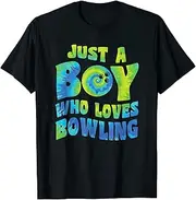 [VidiAmazing] Just A Boy Who Loves Bowling Player Bowler Bowl Sports ds790 T-Shirt