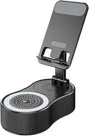 Wireless Induction Speaker - Portable Speaker with Charging Function | Anti-Slip Base Adjustable Cell Phone Holder with Ambient LED Light for Home Travel