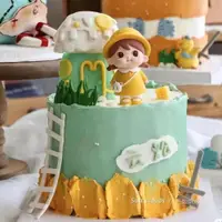 在飛比找ETMall東森購物網優惠-網紅萌萌女孩烘焙蛋糕裝飾可愛黃色大眼娃娃樹脂擺件小公主周歲