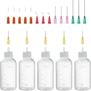 Kopinma 50ml Applicator Bottle with Precision Tip, Blunt Needle Tip and Cap, Squeeze Bottle with Needle Tip 18G, 20G, 25G, Oil Dropper Bottle