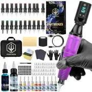 Purple Tattoo Gun Kit Permanent Makeup Tattoo Machine Kit Tattoo Power Supply