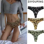 ZXYOUPING 女士冰絲內褲無縫丁字褲性感低腰內褲蝴蝶印花透氣速乾丁字褲