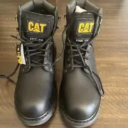 Caterpillar Second Shift Steel Toe Black Men’s Size 10 Boots Slip Resistant New