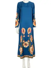 Blue Maxi Floral Print Dress