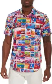 Robert Graham THE GETAWAY Classic Fit Multi Color Short Sleeve Shirt - Large