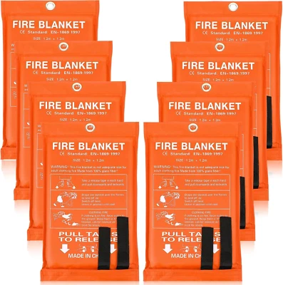 8 Pack Fire Blanket for Home Emergency Fire Blanket 47 X 47 Inch Kitchen Fire Su