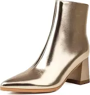 [XIANGZU] Women's Pointed Toe Boots Block Chunky Heel Ankle Booties