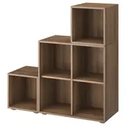 EKET cabinet combination with feet, walnut effect, 105x35x107 cm