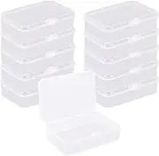 FOTOEVFC Mini Rectangular Plastic Clear Beads Storage Box, 10 Compartments, 88 Count, 5.3 x 8.5 x 2.5 cm, 113.25 cc, Waterproof, Hinge with Lock