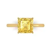 2.5Ct Asscher Cut Natural Citrine Solid 14K/18K Gold Solitaire Engagement Ring