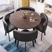 YIFAIIX Reception Table and Chair Combination, Round Dining Table for 4 with Chairs Set, Round Office Table for Restaurants, Terraces, Beauty Salons, Offices