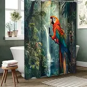 Shower Curtain with 12 Hooks 180cm180cm(7070) Polyester Machine Washable Waterproof Tropical Leaf Animal Leaf Pattern
