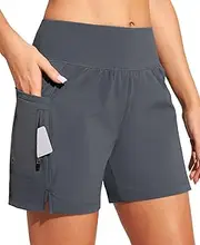 [Ewedoos] 5'' Womens Swim Board Shorts Stretchy Swimsuit Bottoms with Pockets Quick Dry UPF 50+ Beach Shorts with Liner