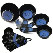 Plastic Measuring Spoons and Cups Set of 10 for Dry Liquid Kitchen Baking Tools