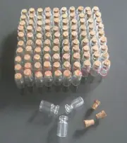 50Pcs 0.5ml Glass Bottles Wishing Tubes 11x18mm Tiny Small Clear Cork Cap Vials