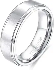 [Wozya] Men Ring Titanium Silver Color Brushed Women Ring Unisex Wedding Band Simple Finger Rings Jewelry