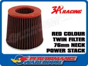 3A Racing Twin Air Filter Red Top Red Element 76mm Neck WS-002