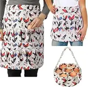 Durable Egg Gathering Apron 12 Deep Pockets Canvas Fabric for Duck Goose Quail Dove Eggs Holder Easter Egg Collecting Apron Chicken Coop Tool Hen Rooster Print