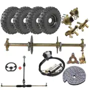 810mm DIY ATV Go Kart Rear Axle Kit + 6" Wheels + Steering Assembly Drift Trike