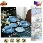 Affordable 12-Piece BPA-Free Dinnerware Set in Blue - Unbreakable & Stylish