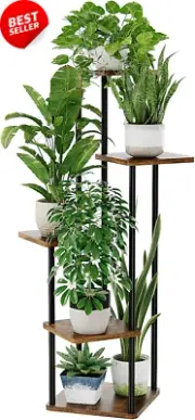 5-Tier Metal Corner Plant Stand, Tall Flower Shelf for Indoor/Outdoor Garden