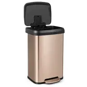 Giantex 50L Pedal Rubbish Bin Stainless Steel Trash Can Kitchen Garbage Bin w/Lid & Deodorizer Compartment Home Office Gold