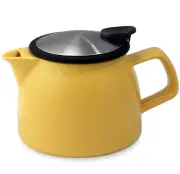 FORLIFE Bell Ceramic Teapot with Basket Infuser, 16-Ounce/470ml, Mandarin
