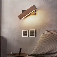 在飛比找蝦皮購物優惠-北歐臥室LED床頭燈現代酒店走廊過道原木燈美式實木旋轉閱讀壁