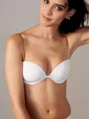 White Lightly Lined Strapless Multiway Clear Back Smoothing Strapless Bra A-E (869328) | $30