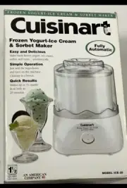 Cuisinart ICE-20 Automatic Ice Cream Frozen Yogurt Sorbet Maker 1.5 Qt New