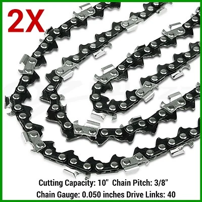2XChainsaw Chains 10" 3/8LP 050 40DL FOR BAUMR-AG/MTM POLE SAW/MULTI TOOL