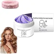 Detroitrain Purple Keratin Hair Mask, New Hair Purple Keratin Toner Mask, Smooth & Shine Treatment mask, Hydrates & Deeply Conditions, Reduce Split Ends And Crimp (1 PCS)