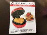 Red Mini 5" Non Stick Heart Waffle Maker Perfect for Dorm Room
