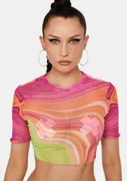 [AFRM] Spring Wave Isla Mesh Baby Tee