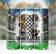 Lumberjacks School Team Mascot Preppy Football 20 Oz Skinny Metal Tumbler w/Lid