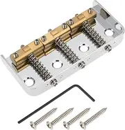 Briny River Short Guitar Bridge Brass Compensated Saddles Compatible with Telecaster Guitar Silver