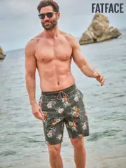 FatFace Camber Washed Black Hibiscus Swim Shorts (E80990) | $104