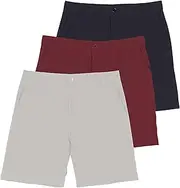 [Real Essentials] 3 Pack: Mens 7" Golf Shorts Pockets - Flat Front Casual Work Workout Active Hiking Sport