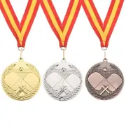 2.7" Ping Pong Medals Table Tennis Award Medals Set with Ribbon Red Yellow, 3pcs