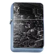 Windproof Refillable Flip Top Oil Lighter New York D7 Skyline Brooklyn Bridge