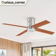 52" Modern Flush Mount Ceiling Fan w/ Light & Remote Control Double Sided Blade