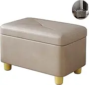 Foot Stool, 10.6” Portable Step Stool Organizer for Home Storage, Vanity Seat for Makeup Room, Durable Faux Leather Foot Rest with Button Tufted, Padded Step Stool Seating for Living Room, Entryway
