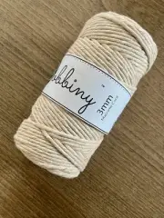 Bobbiny 3mm Macrame Cord Golden Warm Beige, 56 Fibers, 100m, New