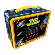 Aquarius Space Invaders Tin Fun Box Kids Storage Container w/ Carry Handle Rect