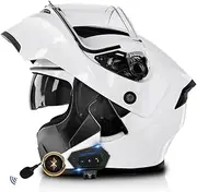 Bluetooth Motorcycle Helmet Flip-Up Helmet Bluetooth Intercom Headset 150M 2 People Motorbike Interphone, ECE Certified Full Face Helmet with Double Visors Ideal, Men Women 55~64cm