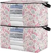 sanluoli 90L 2 Pack Under Bed Shoe Storage with Reinforced Handles, clear window Clothing Storage For Closet
