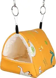 Bird Hanging Hammock Winter Warm Parrot Nest House Bed Plush Snuggle Pet Cave Hammock Toy for Conure Lovebird Budgie Parakeet Cockatiel Cage Accessory (Larger)